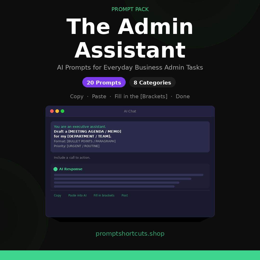 The Admin Assistant prompt pack cover